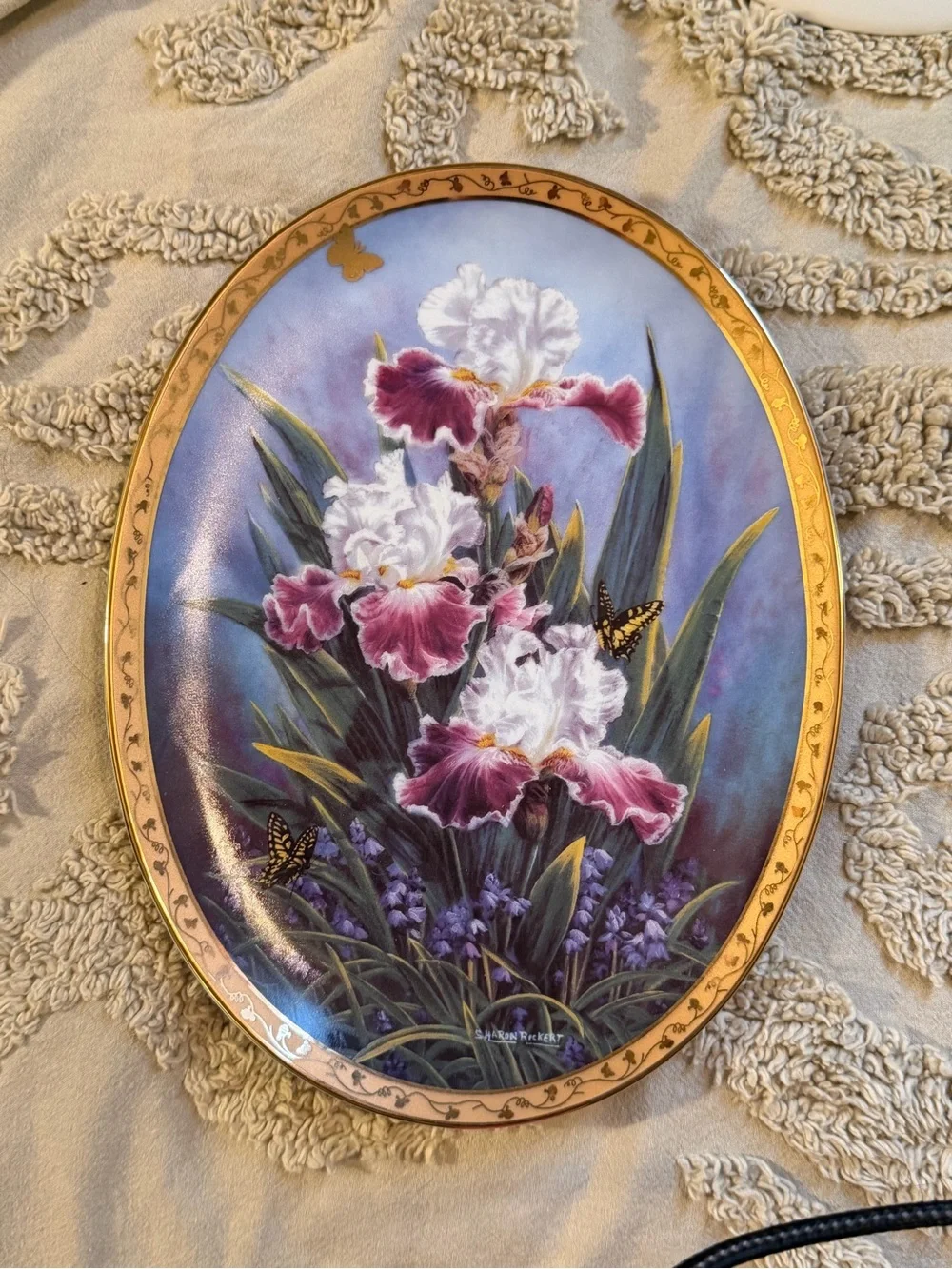 The Bradford Exchange Floral Ceramic Wall Plaques - Blue, Purple & Pink Set